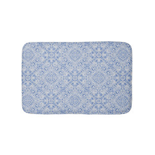 Grey and blue openwork lace pattern vintage bath mat