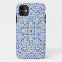 Grey and blue openwork lace pattern vintage