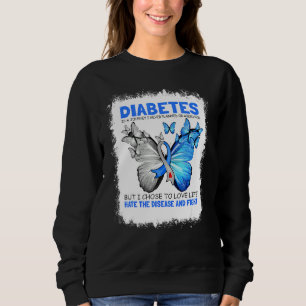 Grey And Blue Ribbon Butterfly Diabetes Awareness Sweatshirt