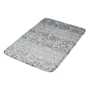 Grey and Blue Snake Skin Animal Print Bath Mat