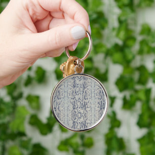 Grey and Blue Snake Skin Animal Print Key Ring