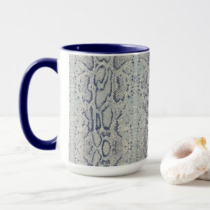 Grey and Blue Snake Skin Animal Print Mug