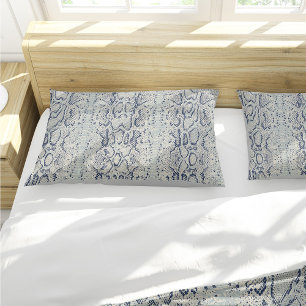 Grey and Blue Snake Skin Animal Print Pillowcase