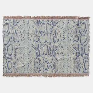 Grey and Blue Snake Skin Animal Print Throw Blanket