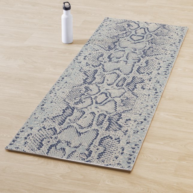 Grey and Blue Snake Skin Animal Print Yoga Mat (In Situ)