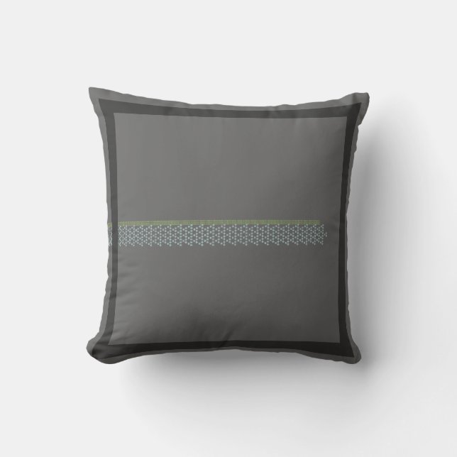 grey and blue / teal floral pillow (Front)