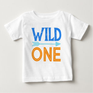 Grey and Blue Wild One First Birthday T-Shirt