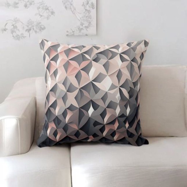 Grey and Blush Pink Geometric Throw Pillow (Creator Uploaded)