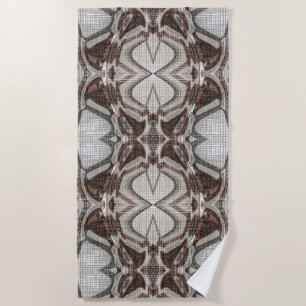 Grey and Brown Abstract Art Beach Towel