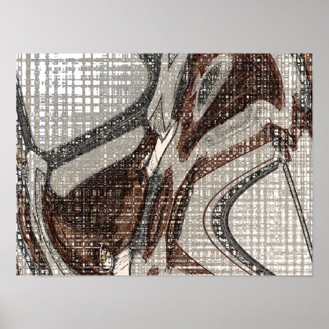 Grey and Brown Abstract Art Poster (Front)