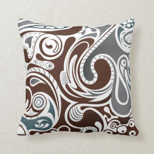 Grey and Brown Abstract Cushion