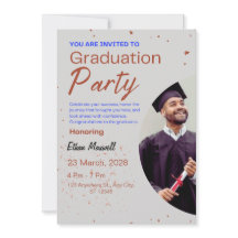Grey and Brown Minimalist Graduation Party Invit