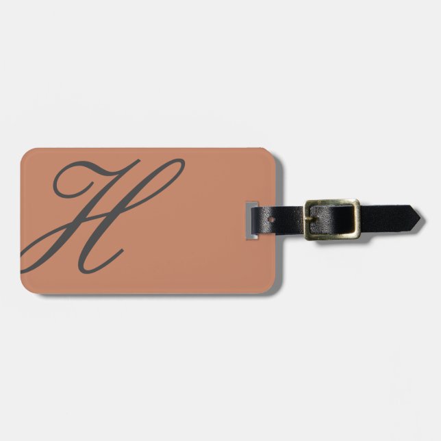 Grey and Brown Monogram Luggage Tag (Front Horizontal)