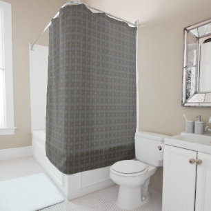 Grey and Brown Tiny Tile Pattern Shower Curtain