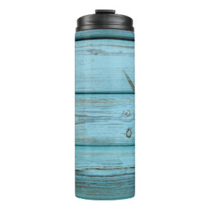 Grey and brown wooden panel thermal tumbler