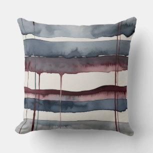 Grey and Burgundy Watercolor  Cushion