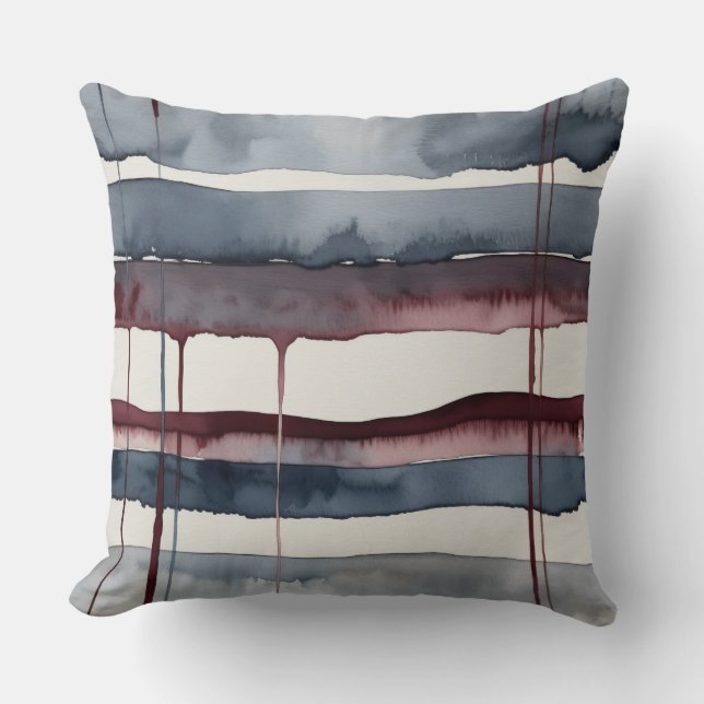 Grey and Burgundy Watercolor  Cushion (Front)