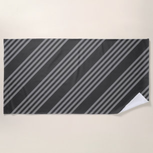 Grey and charcoal five stripes pattern beach towel