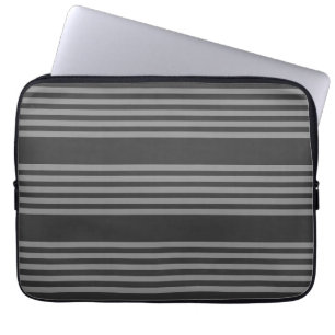 Grey and charcoal five stripes pattern laptop sleeve