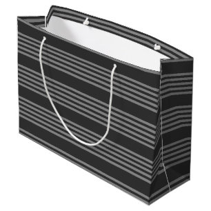 Grey and charcoal five stripes pattern large gift bag