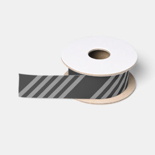 Grey and charcoal five stripes pattern satin ribbon