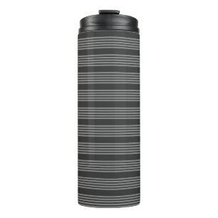 Grey and charcoal five stripes pattern thermal tumbler