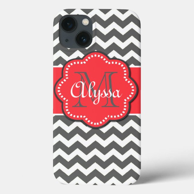 Grey and Coral Chevron Monogram Cover (Back)