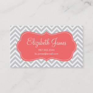 Grey and Coral Modern Chevron Stripes Appointment Card