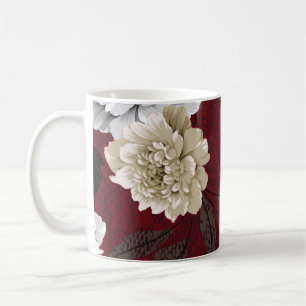 Grey and cream vintage flowers with leaves bunches coffee mug