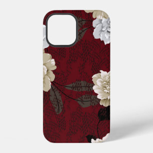Grey and cream vintage flowers with leaves bunches iPhone 12 case