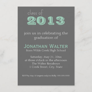 Grey and Emerald | Text |  Graduation Invitation
