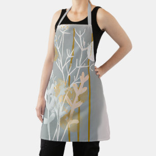 Grey and gold abstract botanical minimalist art apron