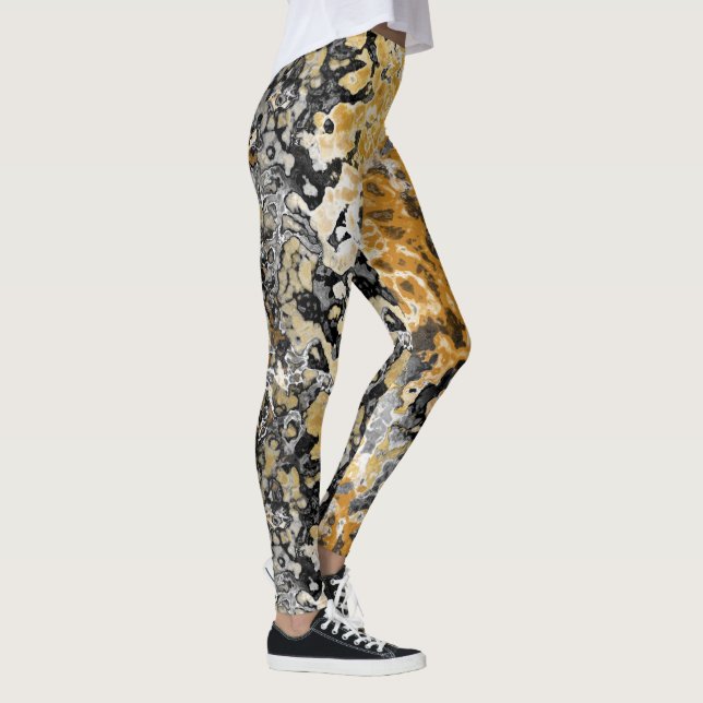 Grey and Gold Abstract Leggings (Right)