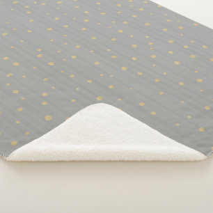 Grey and Gold Abstract Modern Random Dot Pattern Sherpa Blanket