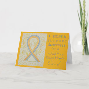 Grey and Gold Awareness Ribbon Angel Cause Cards