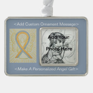 Grey and Gold Awareness Ribbon Angel Ornament