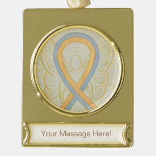 Grey and Gold Awareness Ribbon Angel Ornament