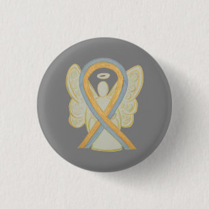 Grey and Gold Awareness Ribbon Custom Angel Pins