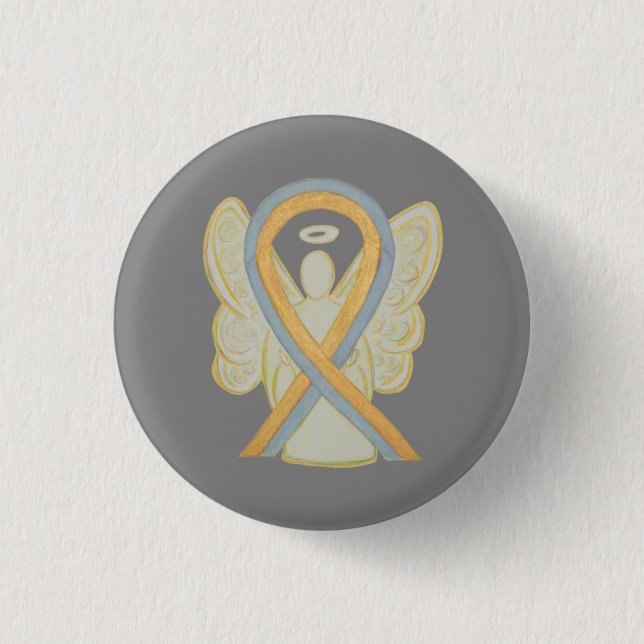 Grey and Gold Awareness Ribbon Custom Angel Pins (Front)