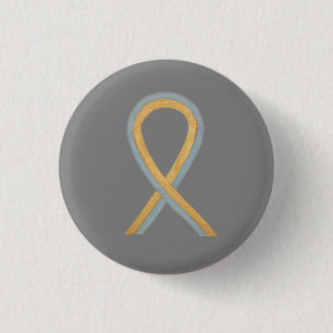 Grey and Gold Awareness Ribbon Custom Button Pins