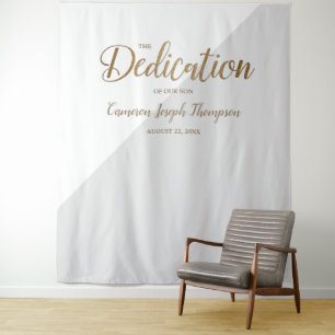 Grey and Gold baby boy modern Dedication backdrop Tapestry