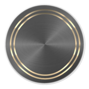 Grey and Gold  Ceramic Knob