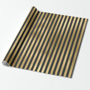 Grey and Gold Foil Stripes Wrapping Paper
