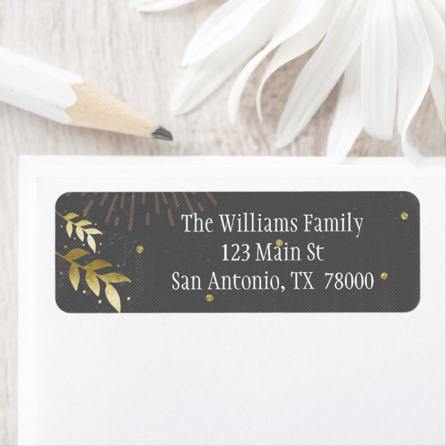 Grey and Gold Holiday Return Address Label (Insitu)