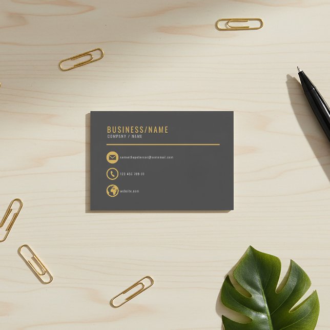 Grey and gold icons business card. business card (Gold icons modern minimal business card.)