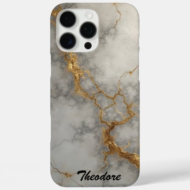 Grey and Gold Marble Case-Mate iPhone Case (Back)