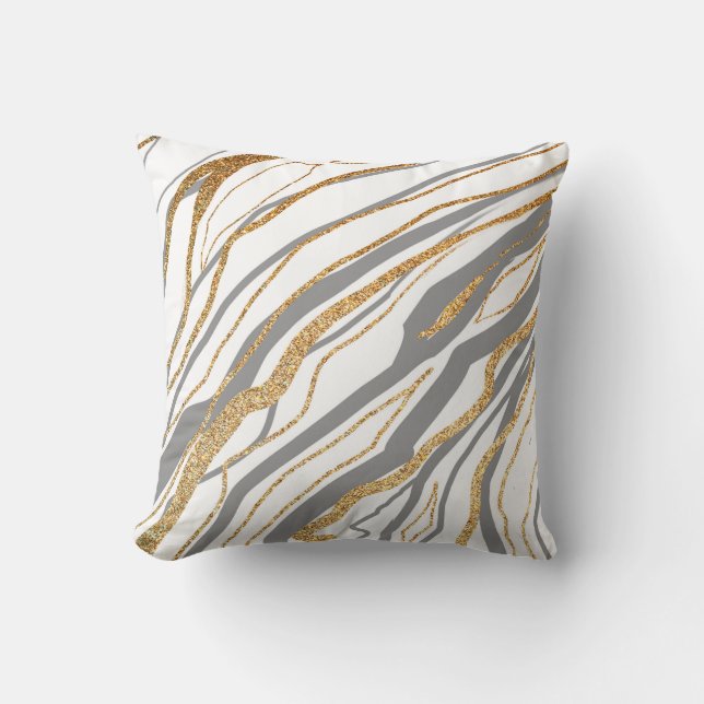 Grey and Gold Marble Cushion (Front)