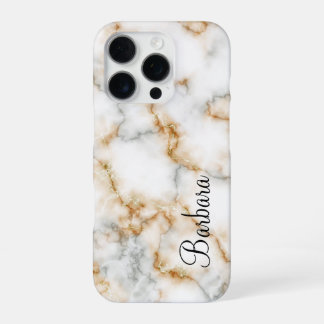 Grey And Gold Marble Personalise iPhone 16 Pro Case