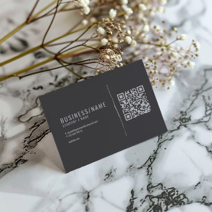 Grey and gold QR code business card