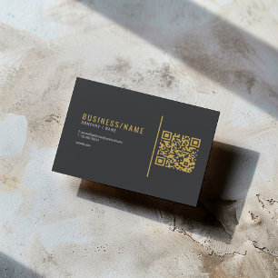 Grey and gold QR code business card